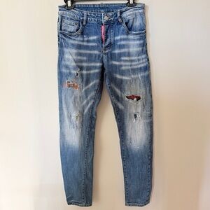 DSQUARED2 Distressed Paint Splatter Medium Wash Jeans IT 46 Made in Italy